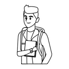 Young man student cartoon icon vector illustration graphic design