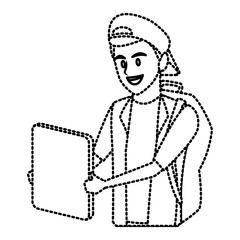 Young man student cartoon icon vector illustration graphic design