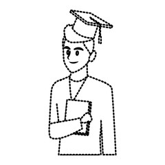 Student man with graduation hat icon vector illustration graphic design