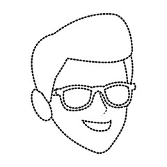 Young man with sunglasses cartoon icon vector illustration graphic design