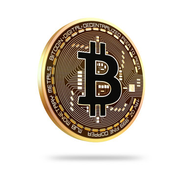 golden bitcoin isolated on white background 3d rendered