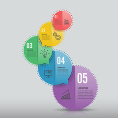 Infographics design vector and marketing icons can be used for workflow layout, diagram, annual report, web design. Business concept with 5 options, steps or processes.