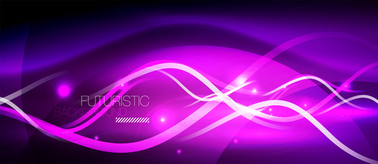 Bright neon lines wave