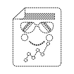 graph chart  wth sunglasses kawaii icon image vector illustration design  black dotted line