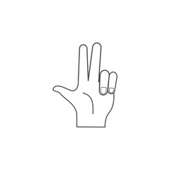 hand sign two fingers up icon. Hands sign elements concept and web apps. Thin line  icon for website design and development, app development. Premium icon