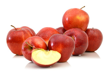 fresh red apples isolated on white background