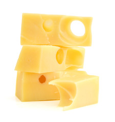 piece of cheese isolated on a white background