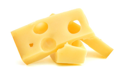 piece of cheese isolated on a white background