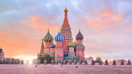 Crédence en verre imprimé Moscou La cathédrale Saint-Basile sur la place Rouge à Moscou