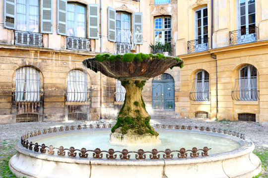 Famous old fountain in aix en provence France