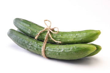 Fresh green cucumber isolated on a white background        