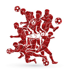 Soccer Team  player composition  designed using grunge brush graphic vector.