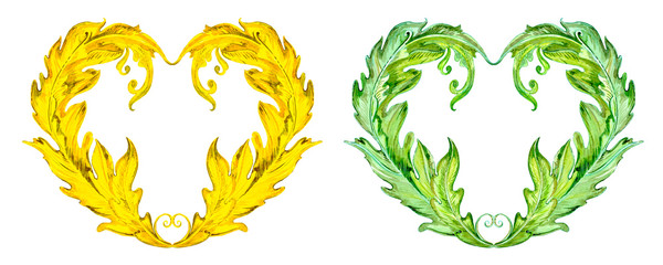 collection of vintage valentine frame. watercolor painting.