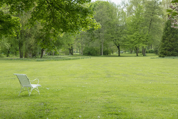 Great park with white chair to relaxe and dream
