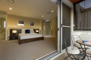 Modern, warm, cozy bedroom
