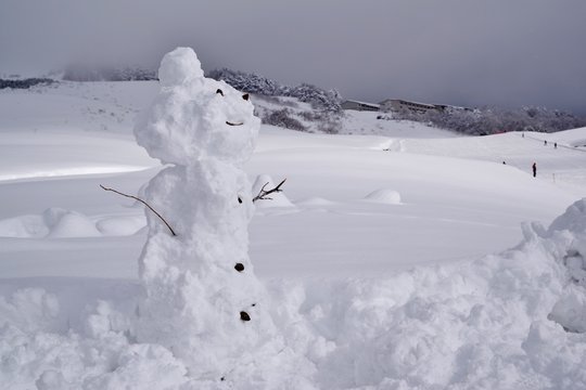 日本のスキー場と雪だるま