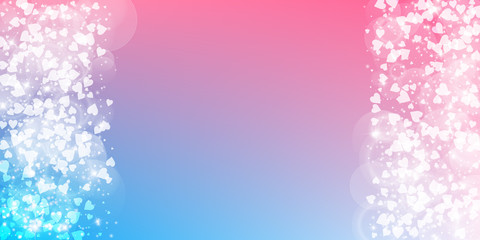 Falling hearts valentine background. Right left border on color transition background. Falling hearts valentines day impressive design. Vector illustration.