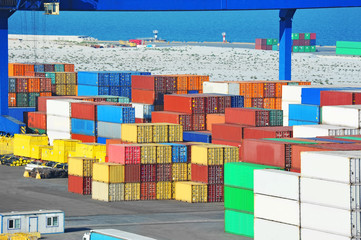 Port cargo crane and container