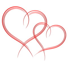 Red Heart line vector on white background for Valentine's Day festival