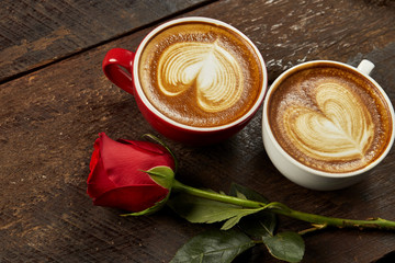 cappuccino with red rose