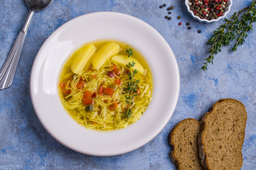 Soup with pasta and vegetables