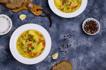 Soup with pasta and vegetables