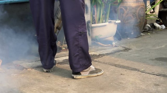 Fumigate mosquito killing to prevent disease, Slow motion
