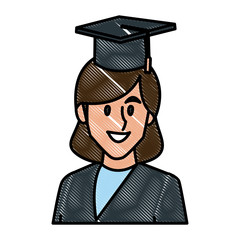 Student woman with graduation gown icon vector illustration graphic design