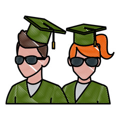 Students in graduation avatar icon vector illustration graphic design