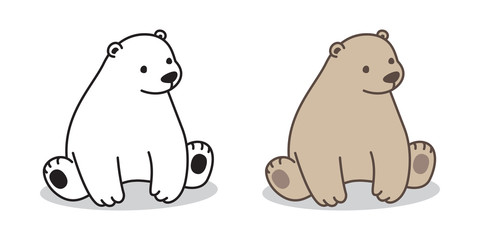 bear vector Polar bear icon logo sitting character cartoon illustration