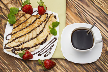 Crepes with Banana and strawberries