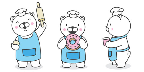 Bear vector Polar Bear icon logo cooking chef bakery illustration character cartoon