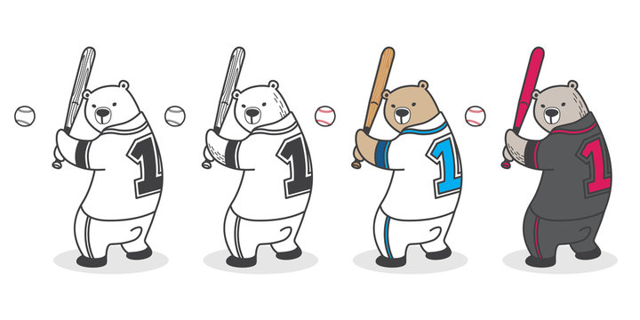 Bear vector Polar Bear baseball icon logo sport cartoon character illustration