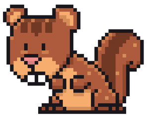Vector illustration of Cartoon Squirrel - Pixel design