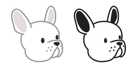 dog vector French bulldog icon head face illustration character cartoon white