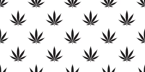 Fotobehang Weed Marijuana cannabis seamless pattern leaf vector isolated wallpaper backgeound © CNuisin