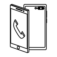Smartphone frontview and backview icon vector illustration graphic design