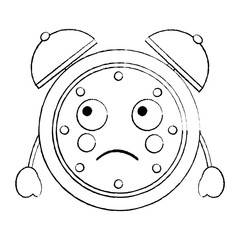 sad clock kawaii icon image vector illustration design  black sketch line