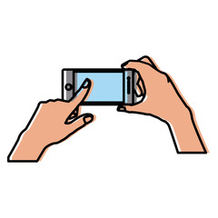 Hand touching smartphone icon vector illustration graphic design