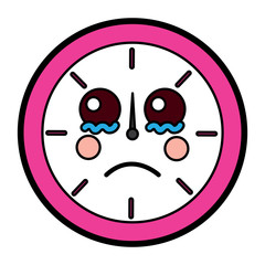 sad clock kawaii icon image vector illustration design 