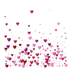 Valentines Day Vector Confetti Border. Falling Down Petals, Showering Pink, Red Hearts. Wide Valentines Day Background, Celebration Hearts Garland Rose Romantic Wedding Frame, Border, Banner Design