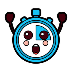 kawaii chronometer speed timer cartoon character vector illustration