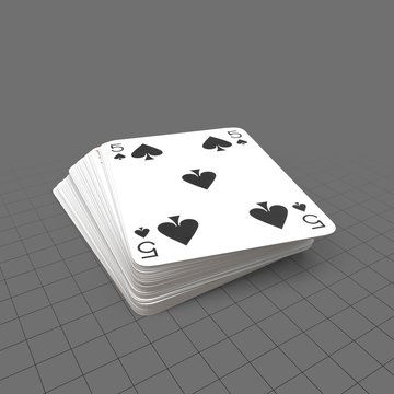 Blue playing cards with five on top
