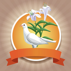 Christianity round icons with ribbon icon vector illustration graphic design