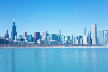 Fototapeta na wymiar Winter Chicago skyline