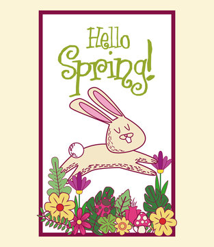 Hello spring card icon vector illustration graphic design