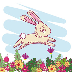 Animals on spring cartoon icon vector illustration graphic design