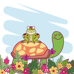 Animals on spring cartoon icon vector illustration graphic design