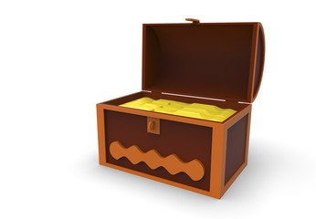 Cartoon Chest of gold on white background