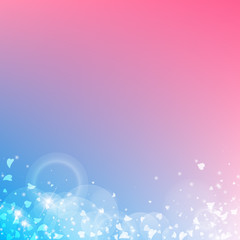 Falling hearts valentine background. Abstract bottom on color transition background. Falling hearts valentines day alluring design. Vector illustration.